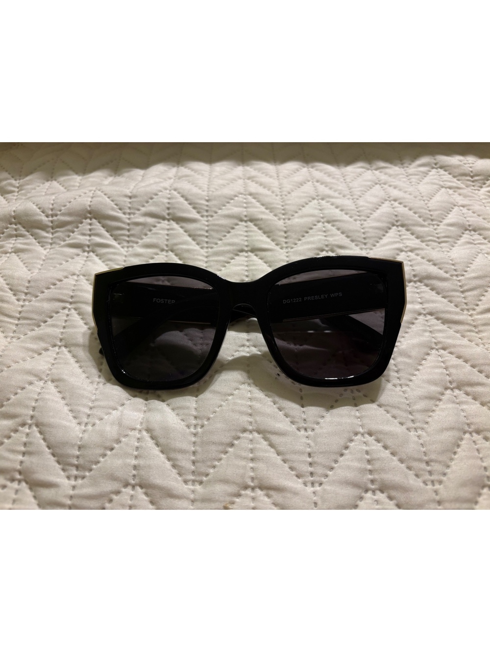 Foster Oversized Black Sunglasses with Gold Accents